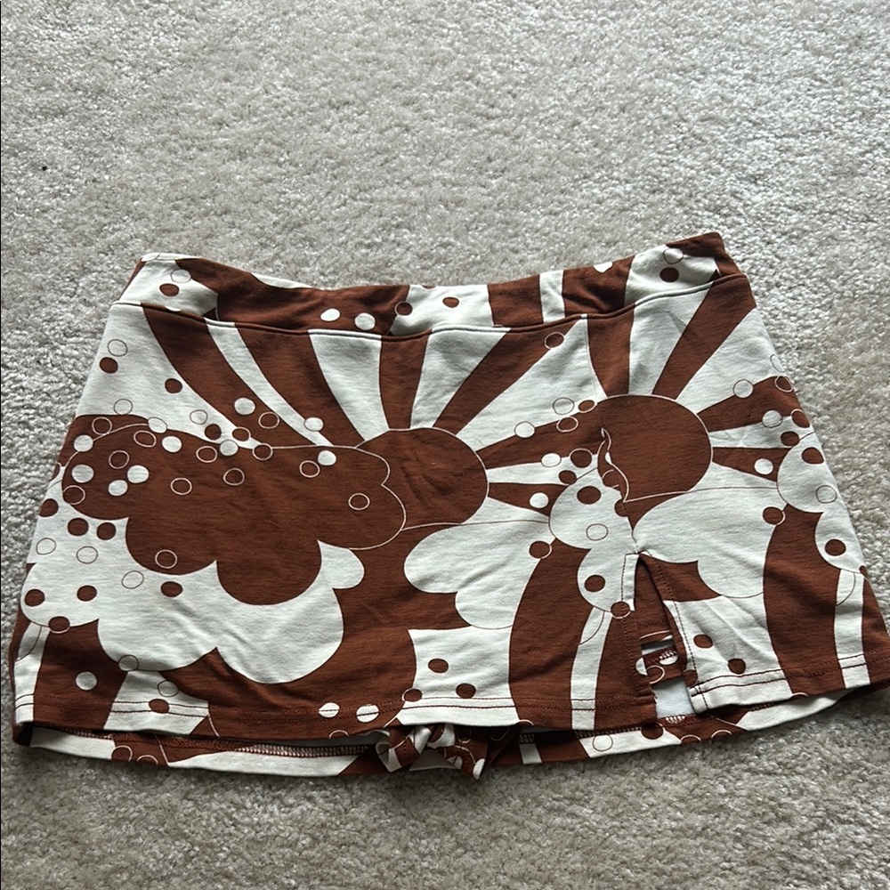 Urban Outfitters Brown and Cream 70s Skirt
